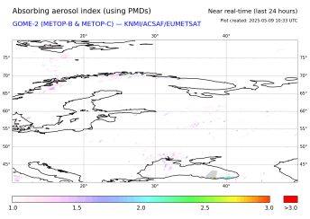 GOME-2 - Absorbing aerosol index of 28 May 2023