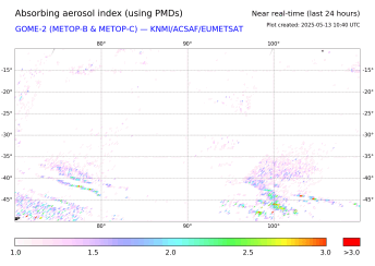GOME-2 - Absorbing aerosol index of 29 March 2023