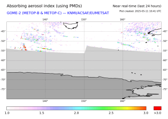 GOME-2 - Absorbing aerosol index of 29 May 2023