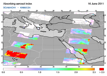 SCIAMACHY - Absorbing Aerosols Index of 2011/06/16