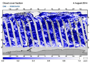 OMI - Cloud cover fraction of 04 August 2014