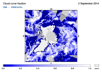 OMI - Cloud cover fraction of 05 September 2014