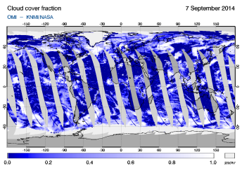 OMI - Cloud cover fraction of 07 September 2014