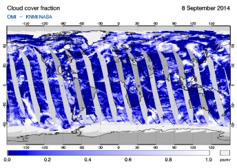 OMI - Cloud cover fraction of 08 September 2014
