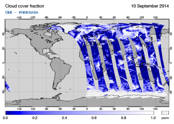 OMI - Cloud cover fraction of 10 September 2014