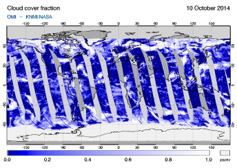 OMI - Cloud cover fraction of 10 October 2014