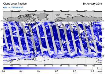 OMI - Cloud cover fraction of 10 January 2015