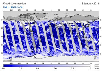 OMI - Cloud cover fraction of 12 January 2015