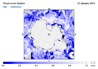 OMI - Cloud cover fraction of 12 January 2015