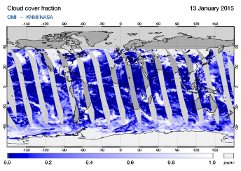 OMI - Cloud cover fraction of 13 January 2015