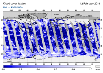 OMI - Cloud cover fraction of 12 February 2015