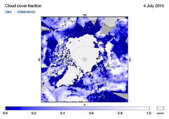 OMI - Cloud cover fraction of 04 July 2015