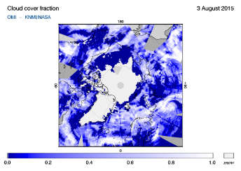 OMI - Cloud cover fraction of 03 August 2015