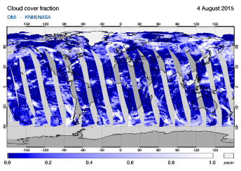 OMI - Cloud cover fraction of 04 August 2015