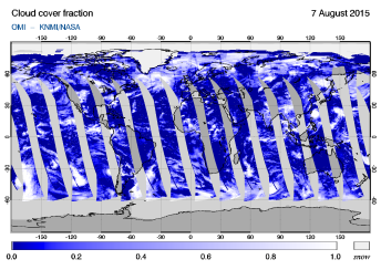 OMI - Cloud cover fraction of 07 August 2015