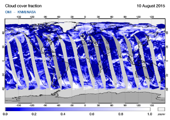 OMI - Cloud cover fraction of 10 August 2015
