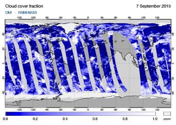OMI - Cloud cover fraction of 07 September 2015