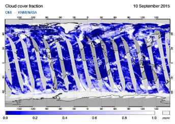 OMI - Cloud cover fraction of 10 September 2015