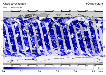 OMI - Cloud cover fraction of 08 October 2015