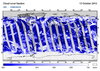 OMI - Cloud cover fraction of 13 October 2015