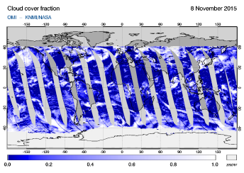 OMI - Cloud cover fraction of 08 November 2015