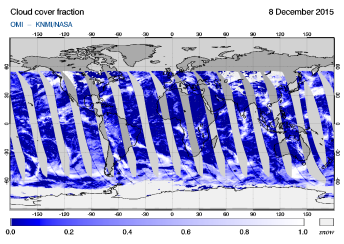 OMI - Cloud cover fraction of 08 December 2015