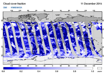 OMI - Cloud cover fraction of 11 December 2015