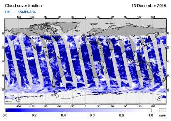OMI - Cloud cover fraction of 13 December 2015