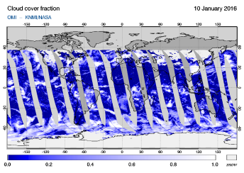OMI - Cloud cover fraction of 10 January 2016