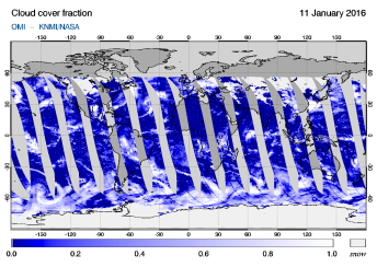 OMI - Cloud cover fraction of 11 January 2016