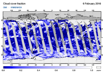 OMI - Cloud cover fraction of 06 February 2016