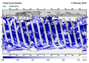 OMI - Cloud cover fraction of 07 February 2016