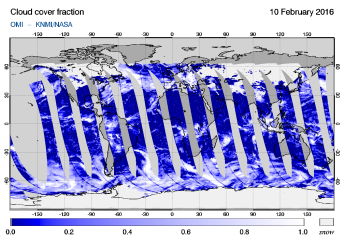OMI - Cloud cover fraction of 10 February 2016