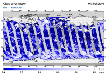 OMI - Cloud cover fraction of 09 March 2016