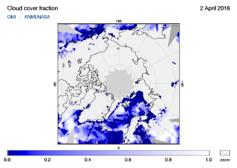 OMI - Cloud cover fraction of 02 April 2016