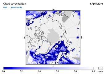 OMI - Cloud cover fraction of 03 April 2016
