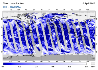 OMI - Cloud cover fraction of 06 April 2016