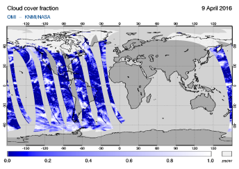 OMI - Cloud cover fraction of 09 April 2016