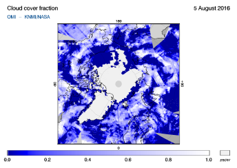 OMI - Cloud cover fraction of 05 August 2016