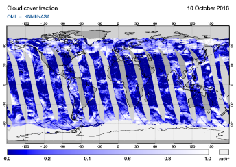 OMI - Cloud cover fraction of 10 October 2016