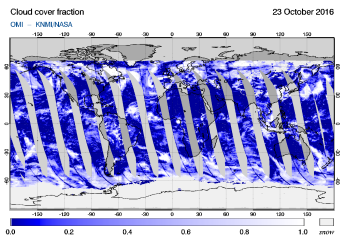 OMI - Cloud cover fraction of 23 October 2016