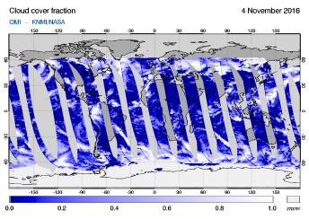 OMI - Cloud cover fraction of 04 November 2016