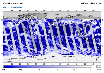 OMI - Cloud cover fraction of 05 November 2016