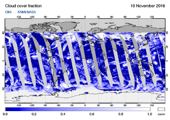 OMI - Cloud cover fraction of 10 November 2016