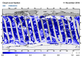 OMI - Cloud cover fraction of 11 November 2016