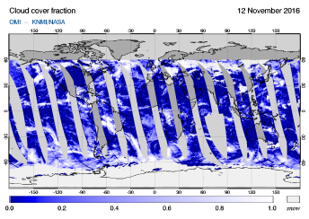 OMI - Cloud cover fraction of 12 November 2016
