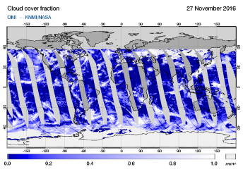 OMI - Cloud cover fraction of 27 November 2016