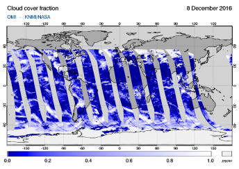 OMI - Cloud cover fraction of 08 December 2016