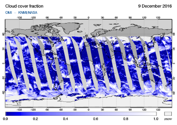 OMI - Cloud cover fraction of 09 December 2016