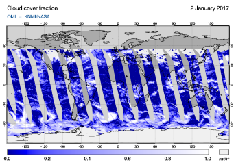 OMI - Cloud cover fraction of 02 January 2017